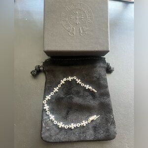 Chrome Hearts Tiny E Diamond Silver Bracelet 11 Links/22 Diamonds